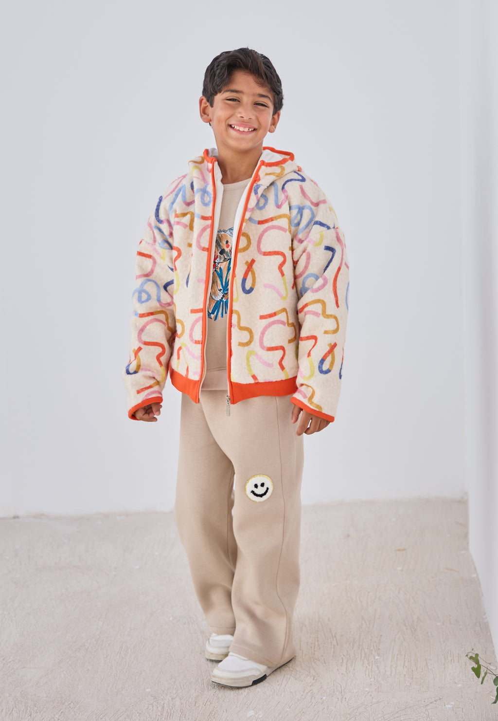 Squiggly Colourful Jacket with Hoodie