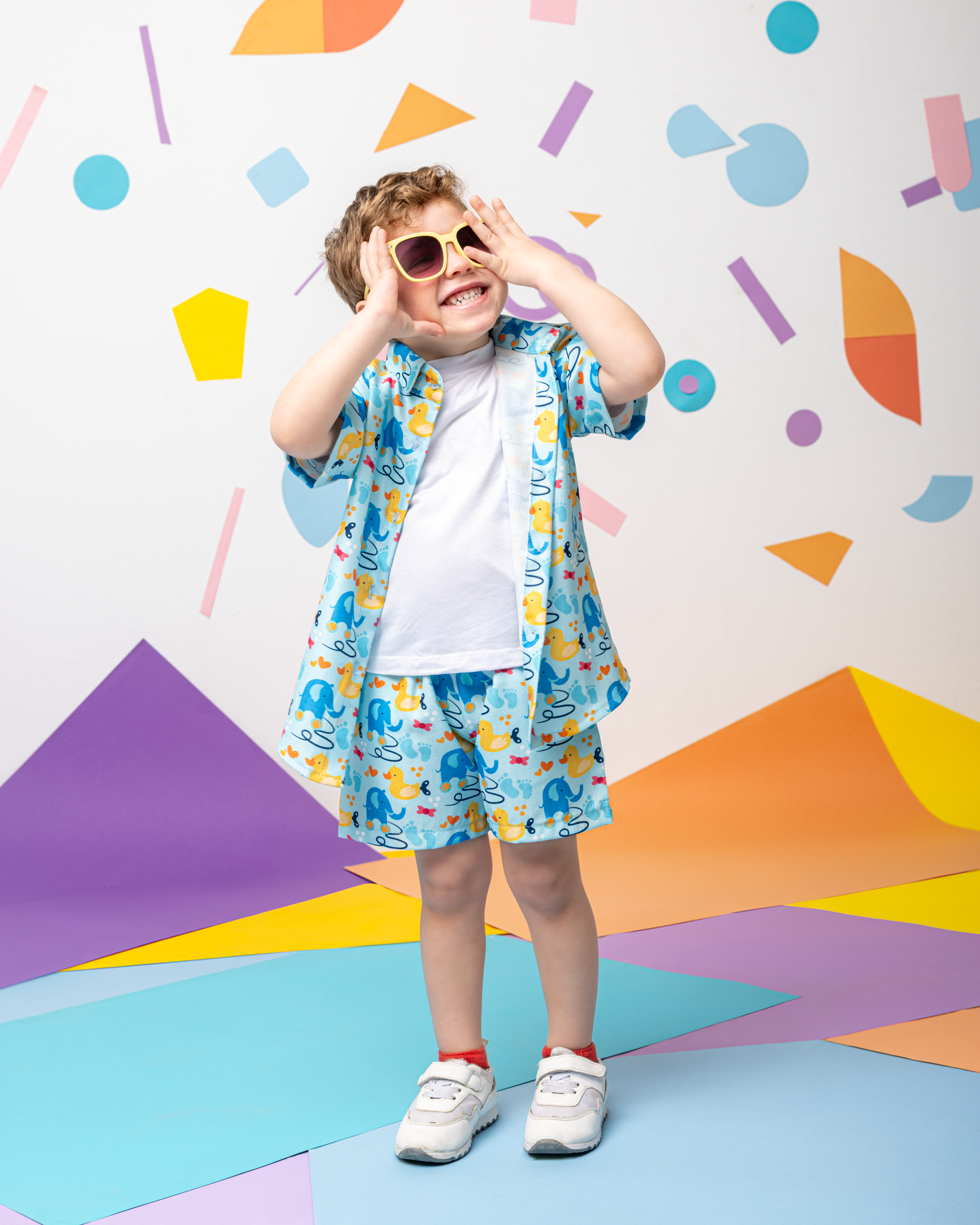 Elephants by the lake Linen Shorts