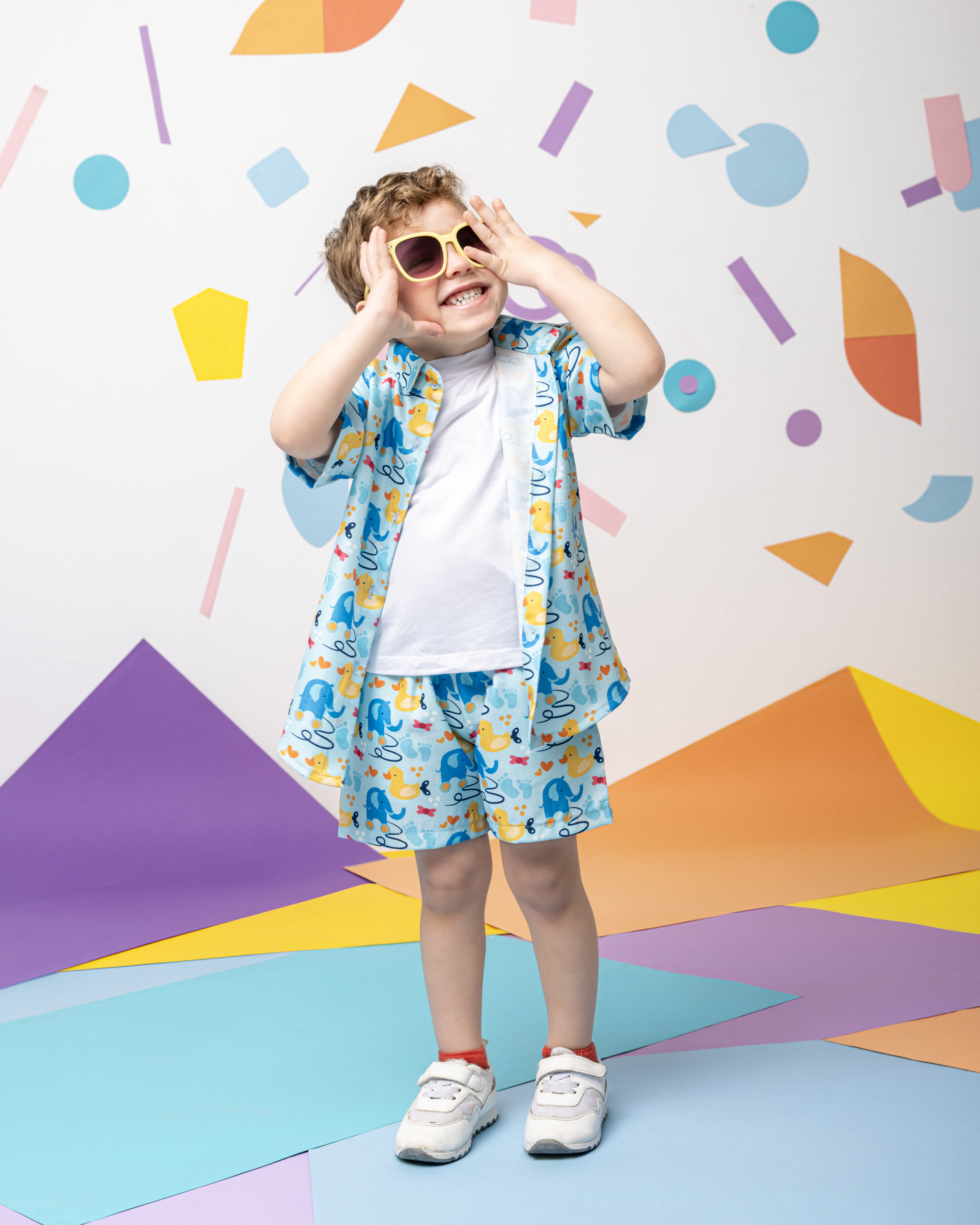 Elephants by the lake Linen Shorts