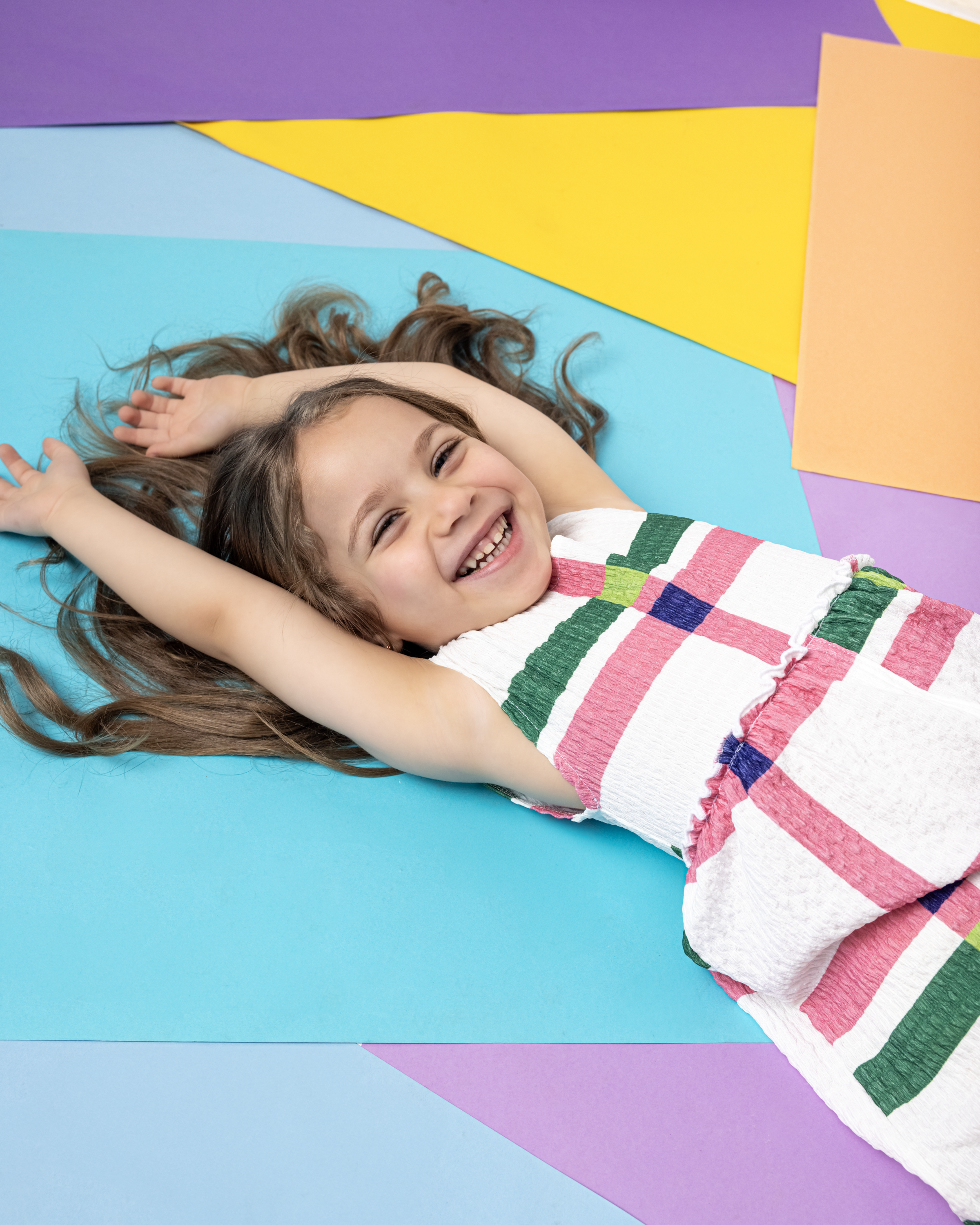 Lala Dress - Checkers White, Pink, Green