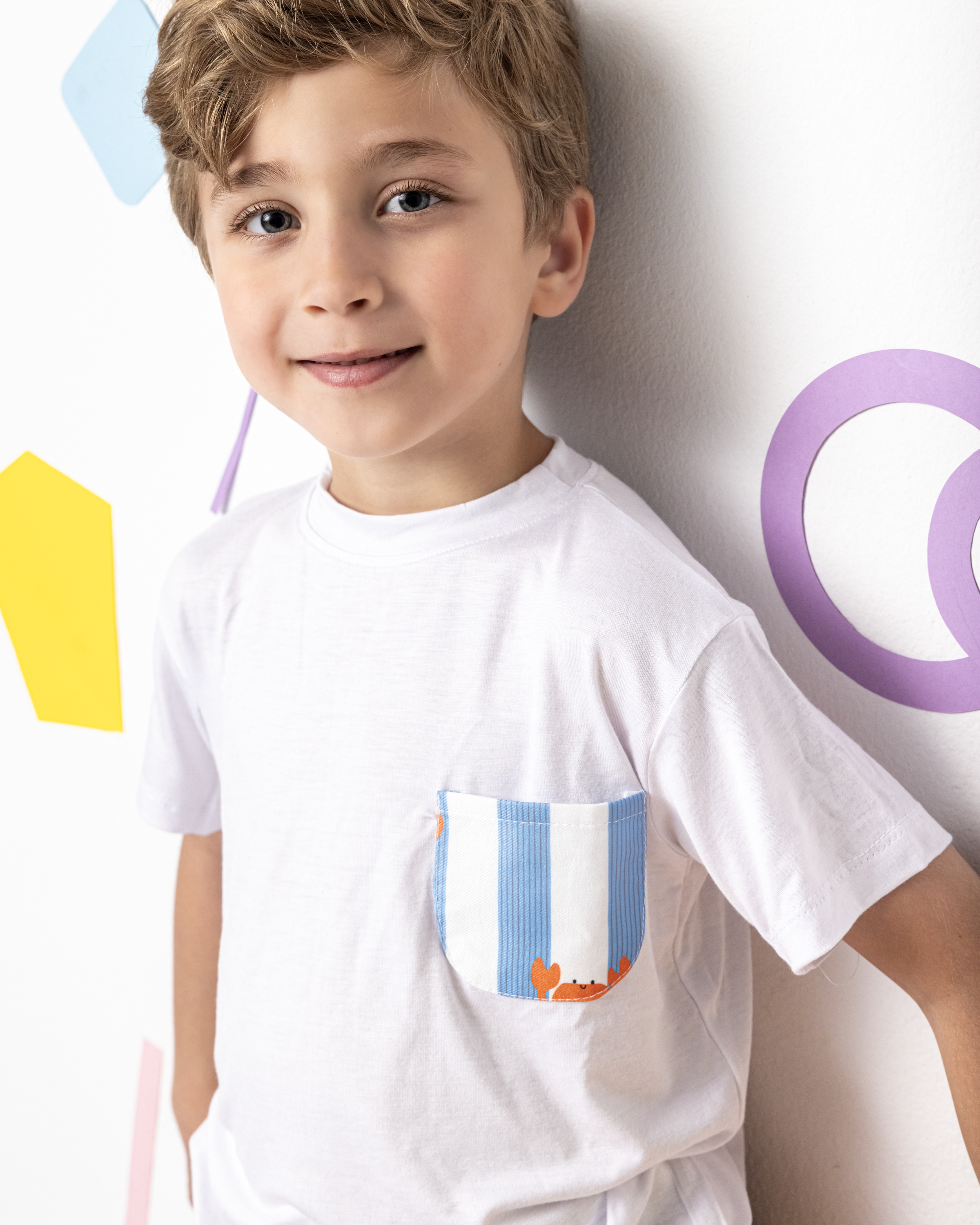 Cotton T-Shirt with Crab Pocket