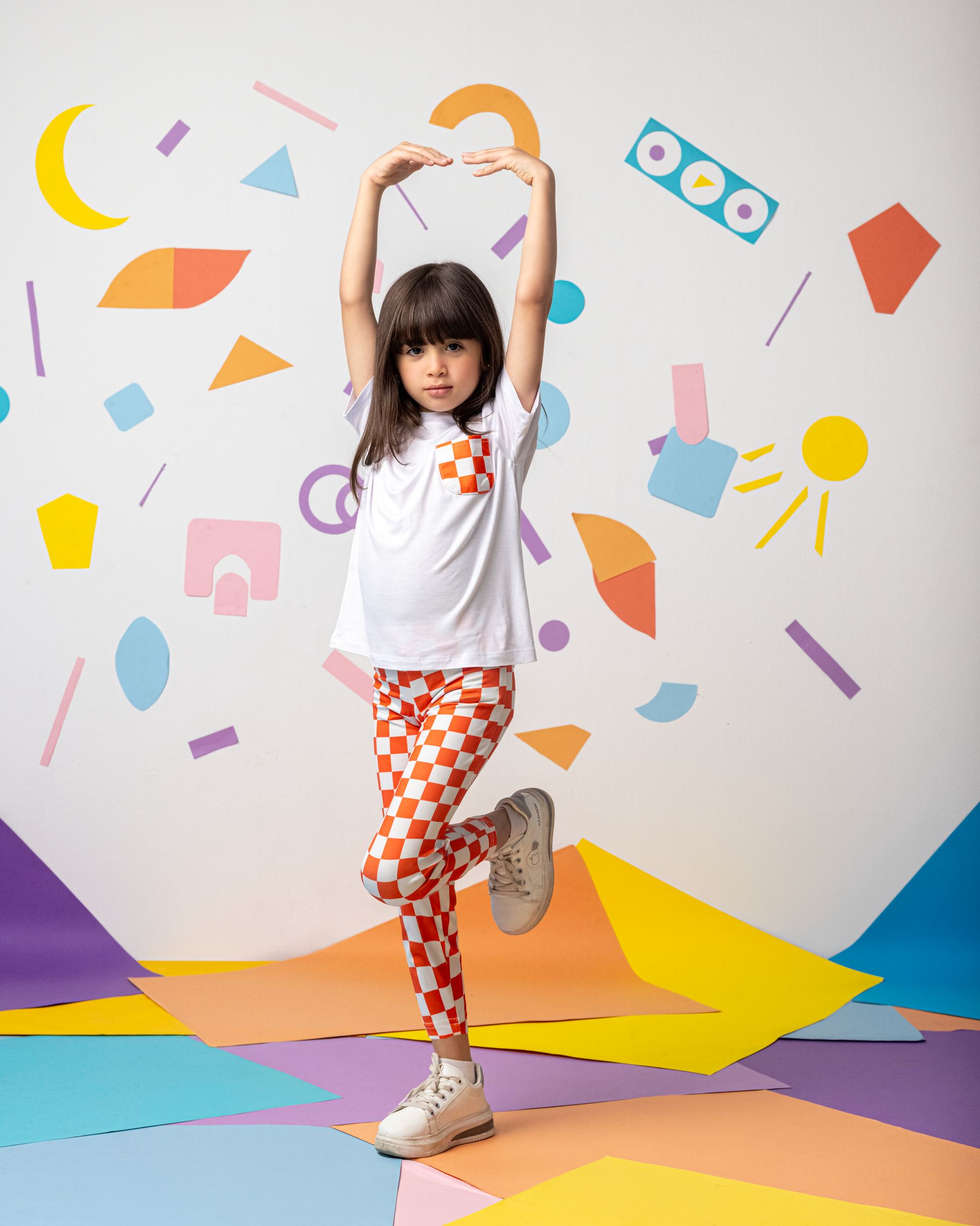 Orange x White Checkers Leggings