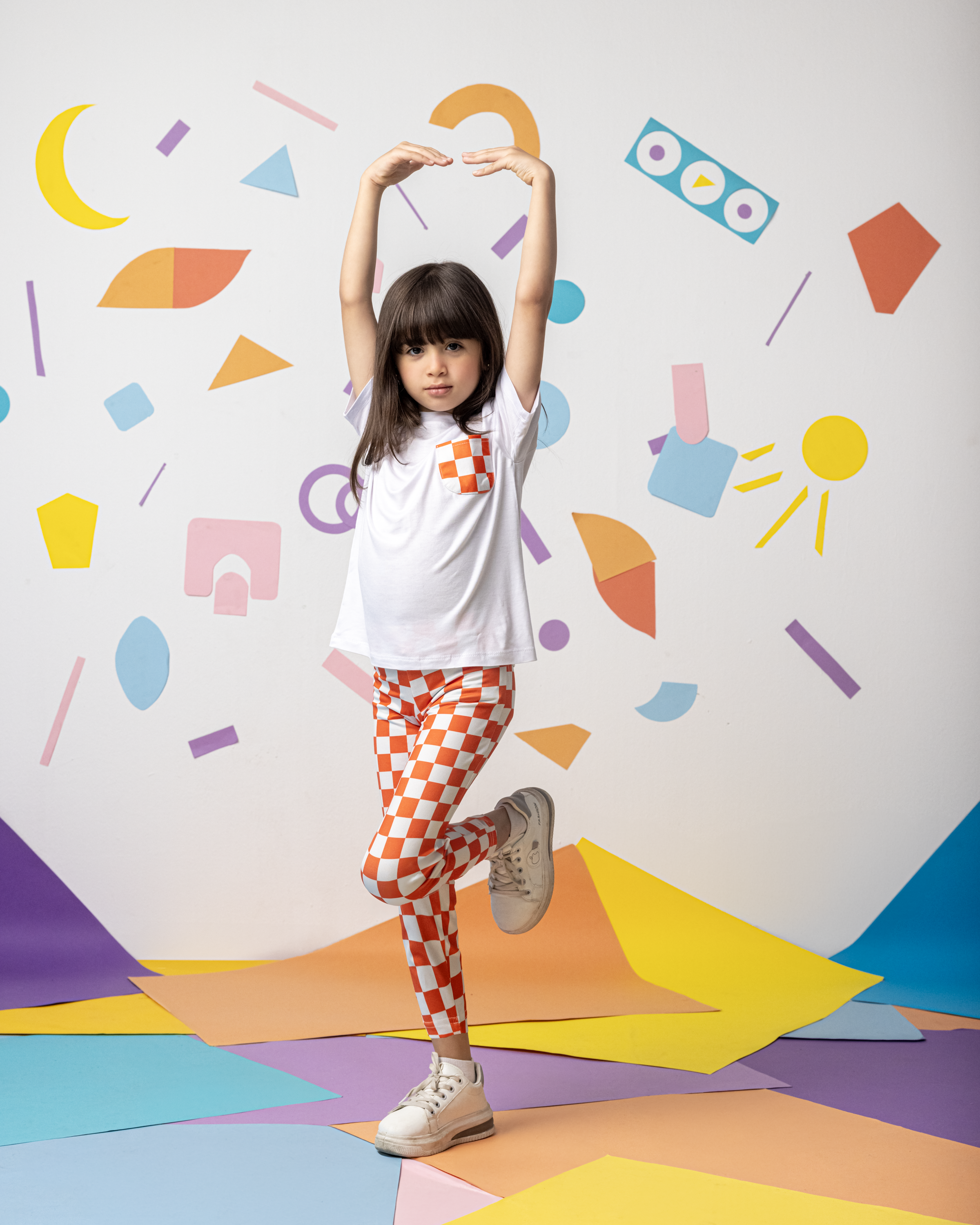 Orange x White Checkers Leggings