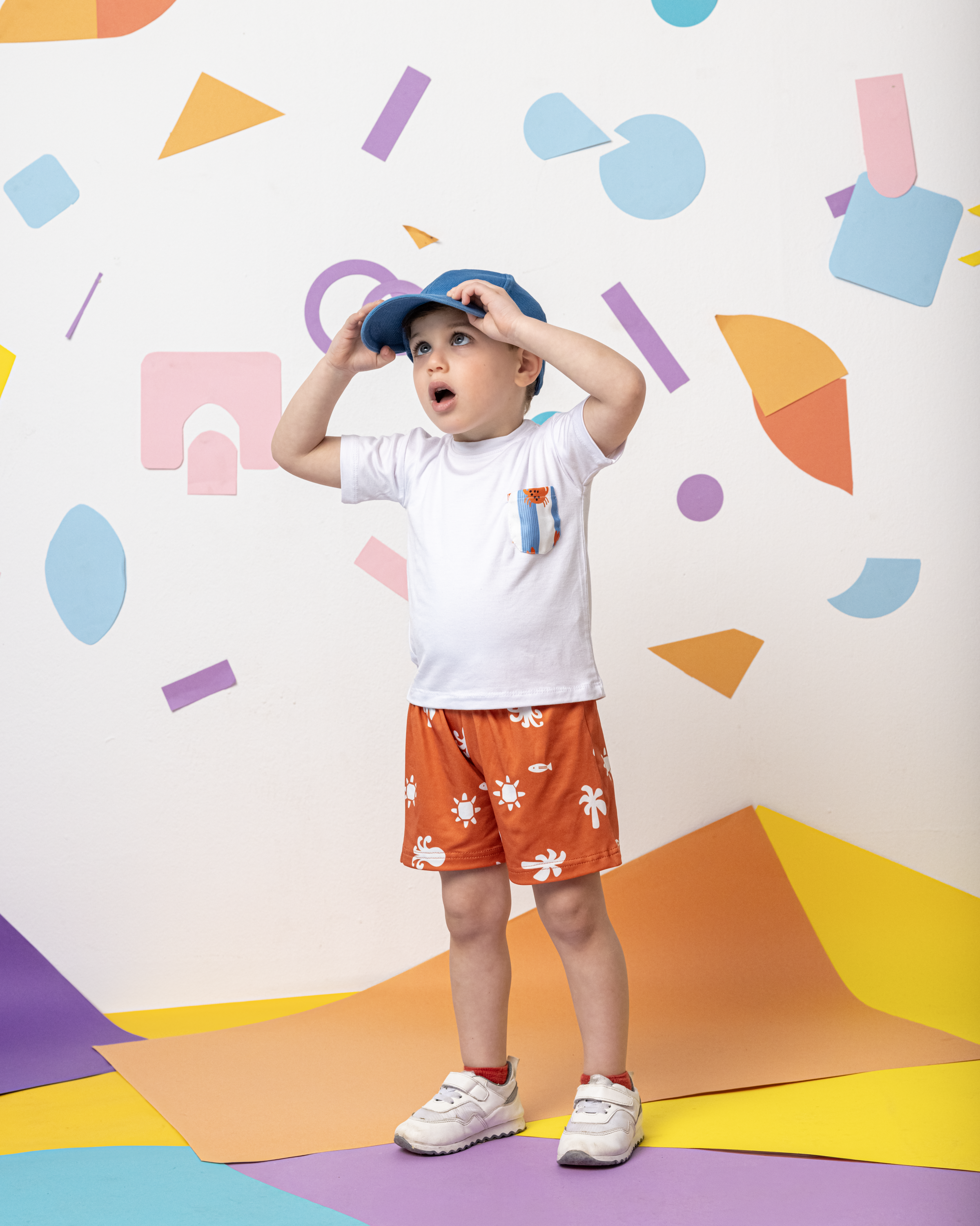 Creatures in an Orange Sea Shorts Set