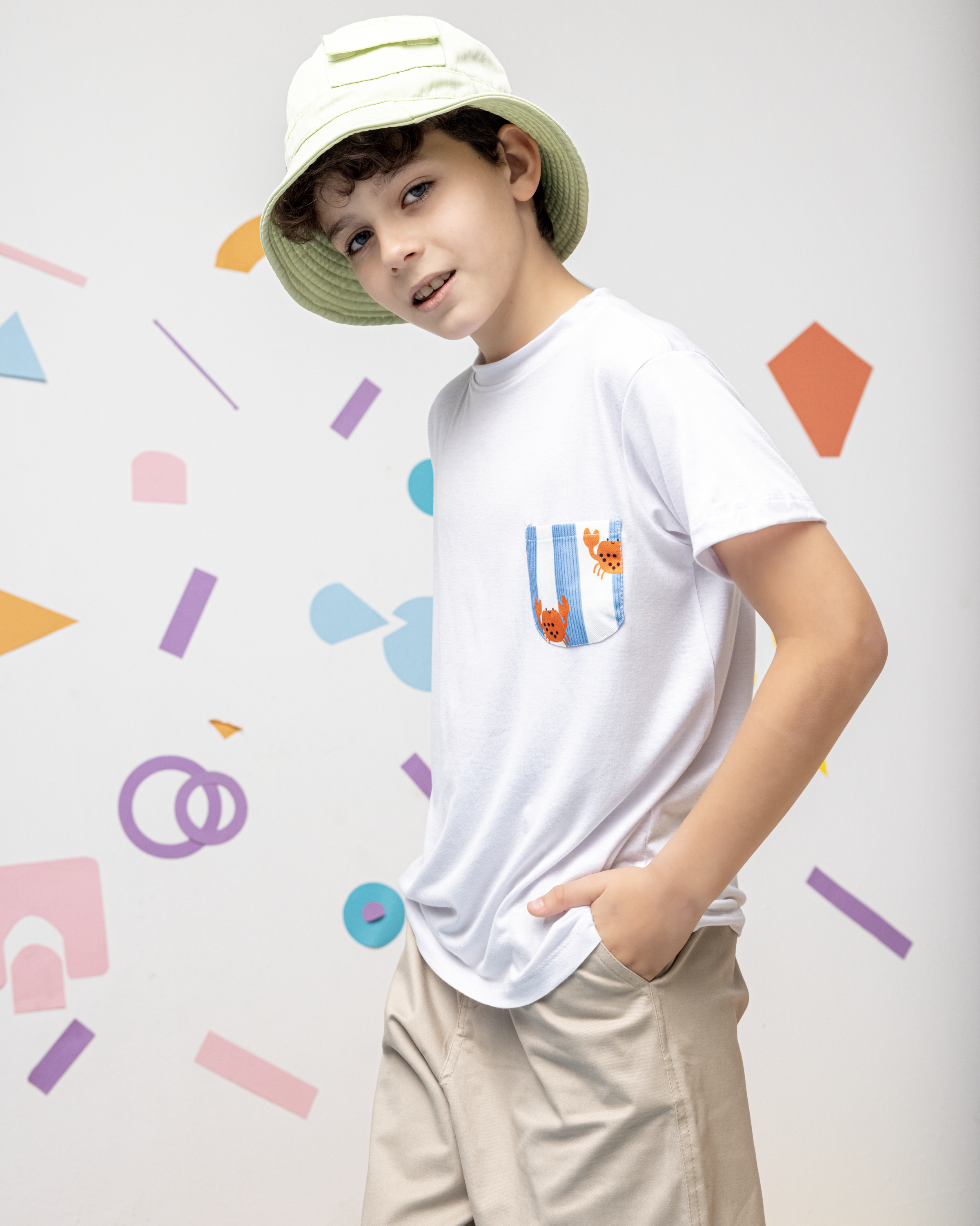 Cotton T-Shirt with Crab Pocket