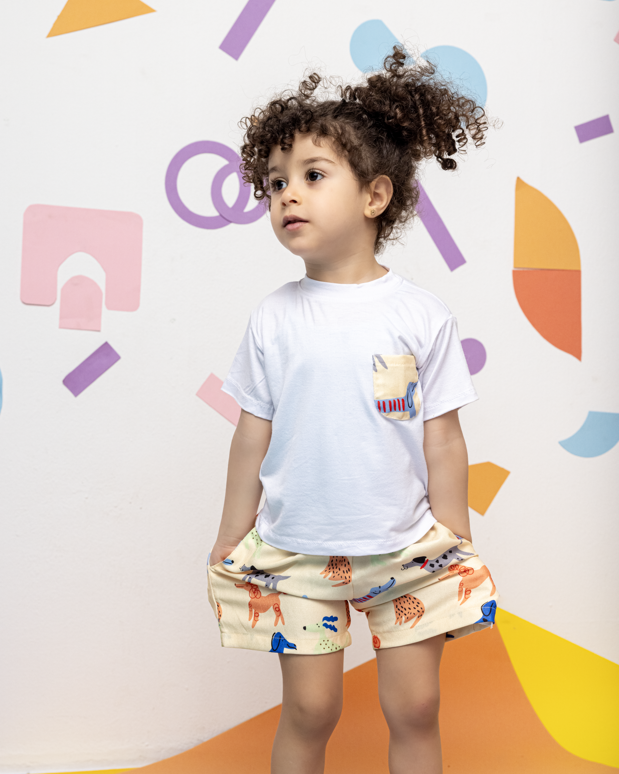 Cotton T-Shirt with Dogs Pocket