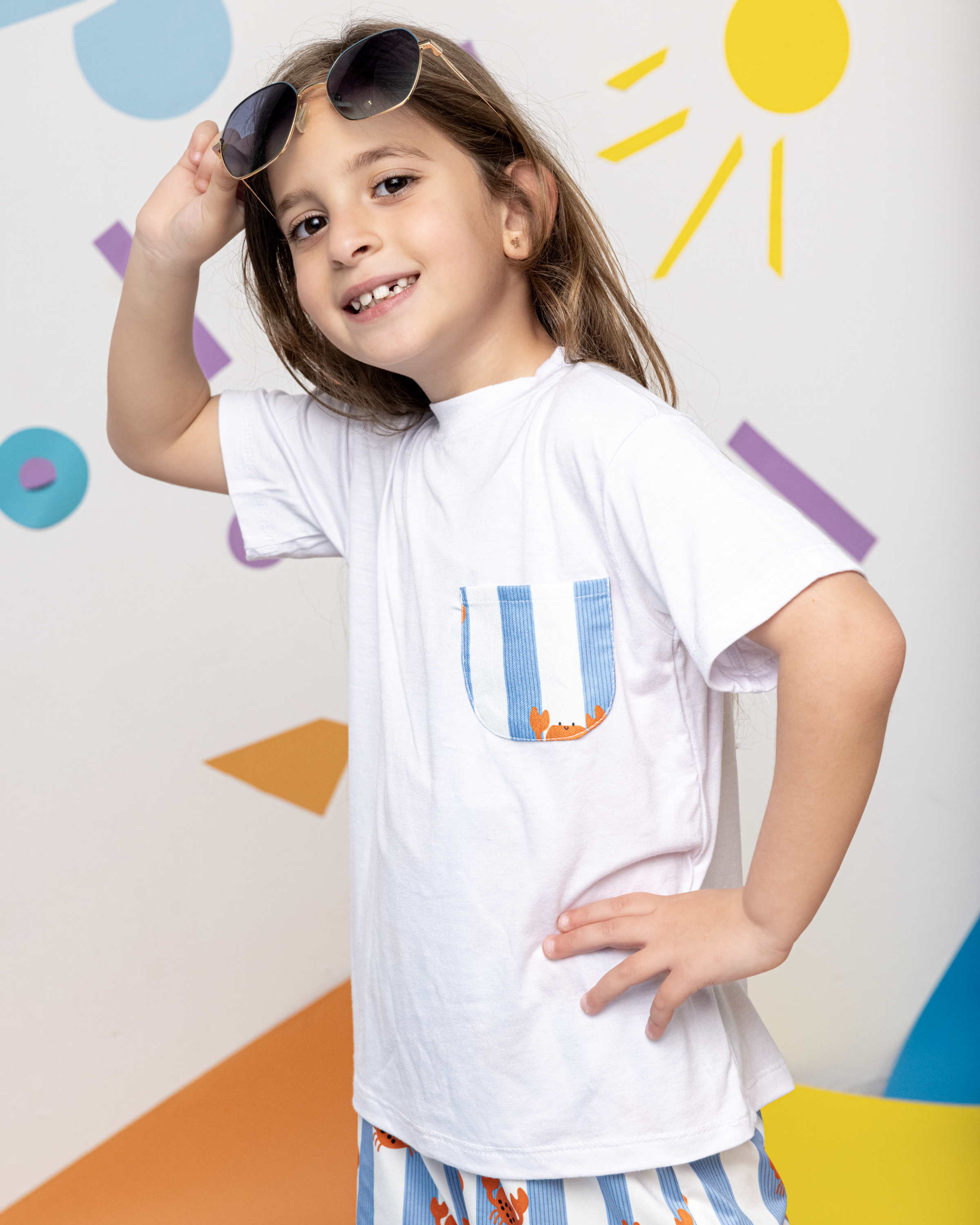 Cotton T-Shirt with Crab Pocket