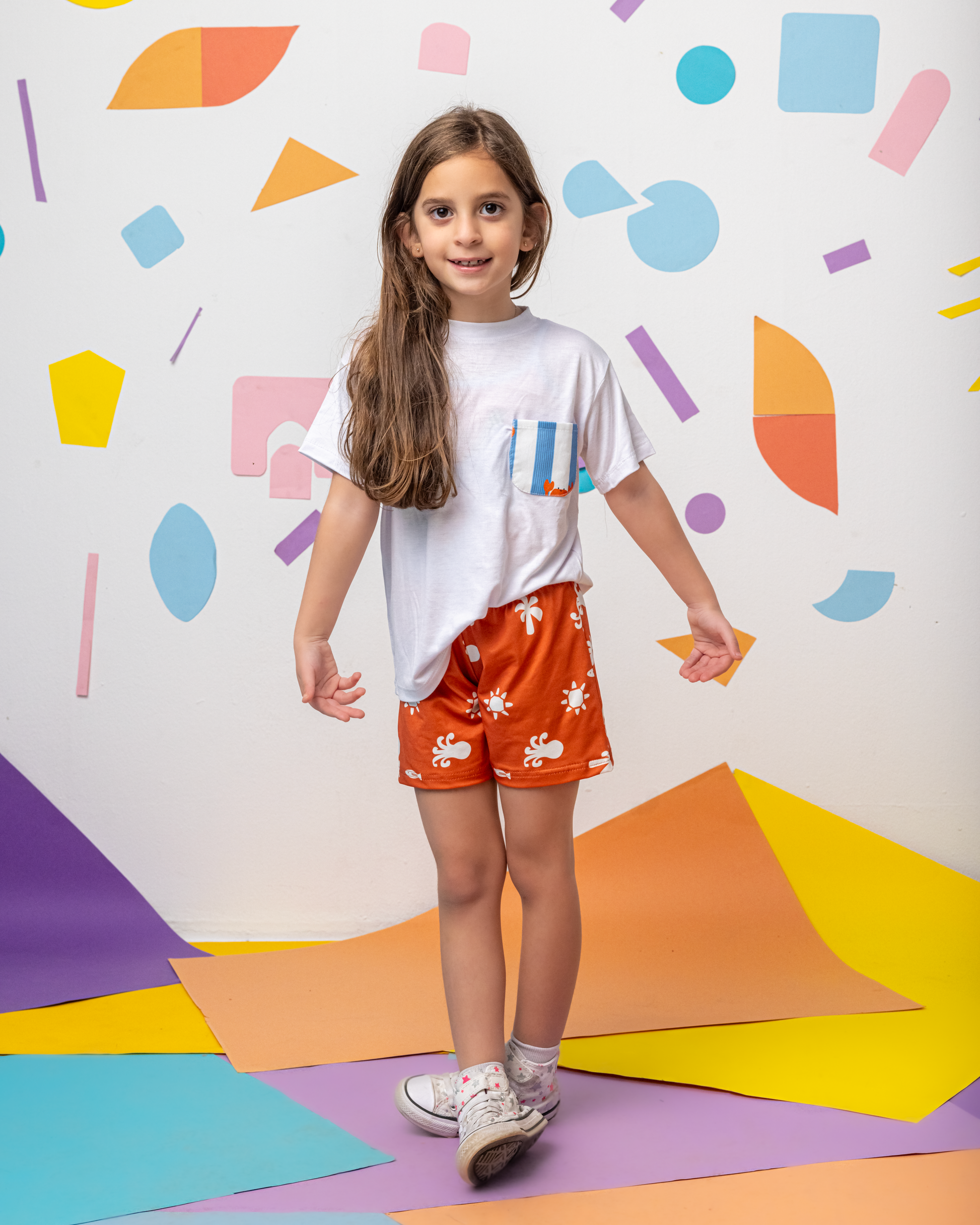 Creatures in an Orange Sea Shorts Set