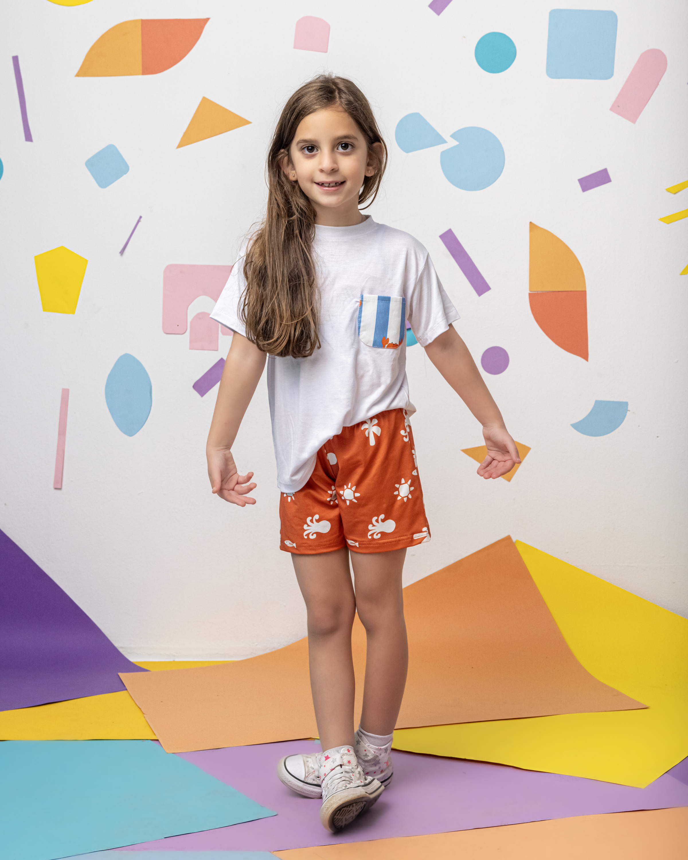 Creatures in an Orange Sea Shorts Set