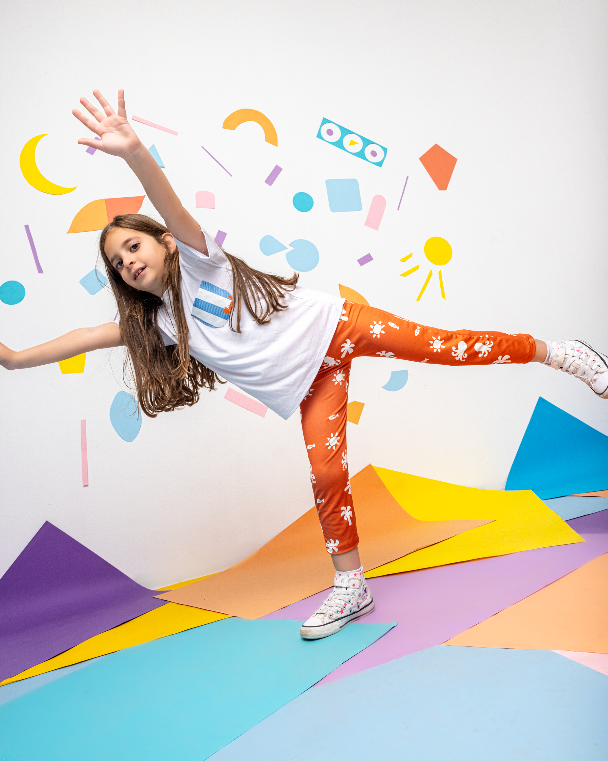 Creatures in an Orange Sea Leggings