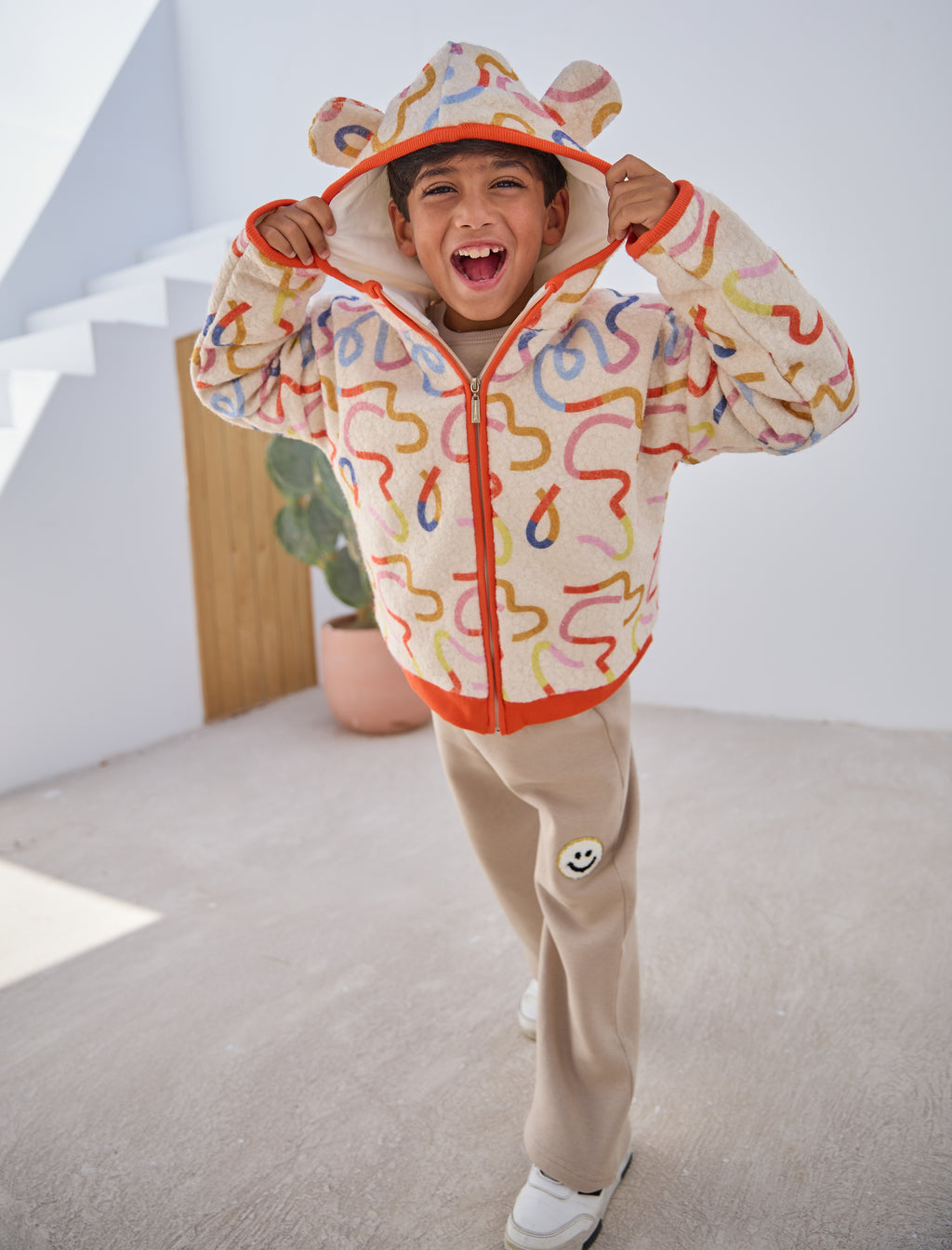 Squiggly Colourful Jacket with Hoodie