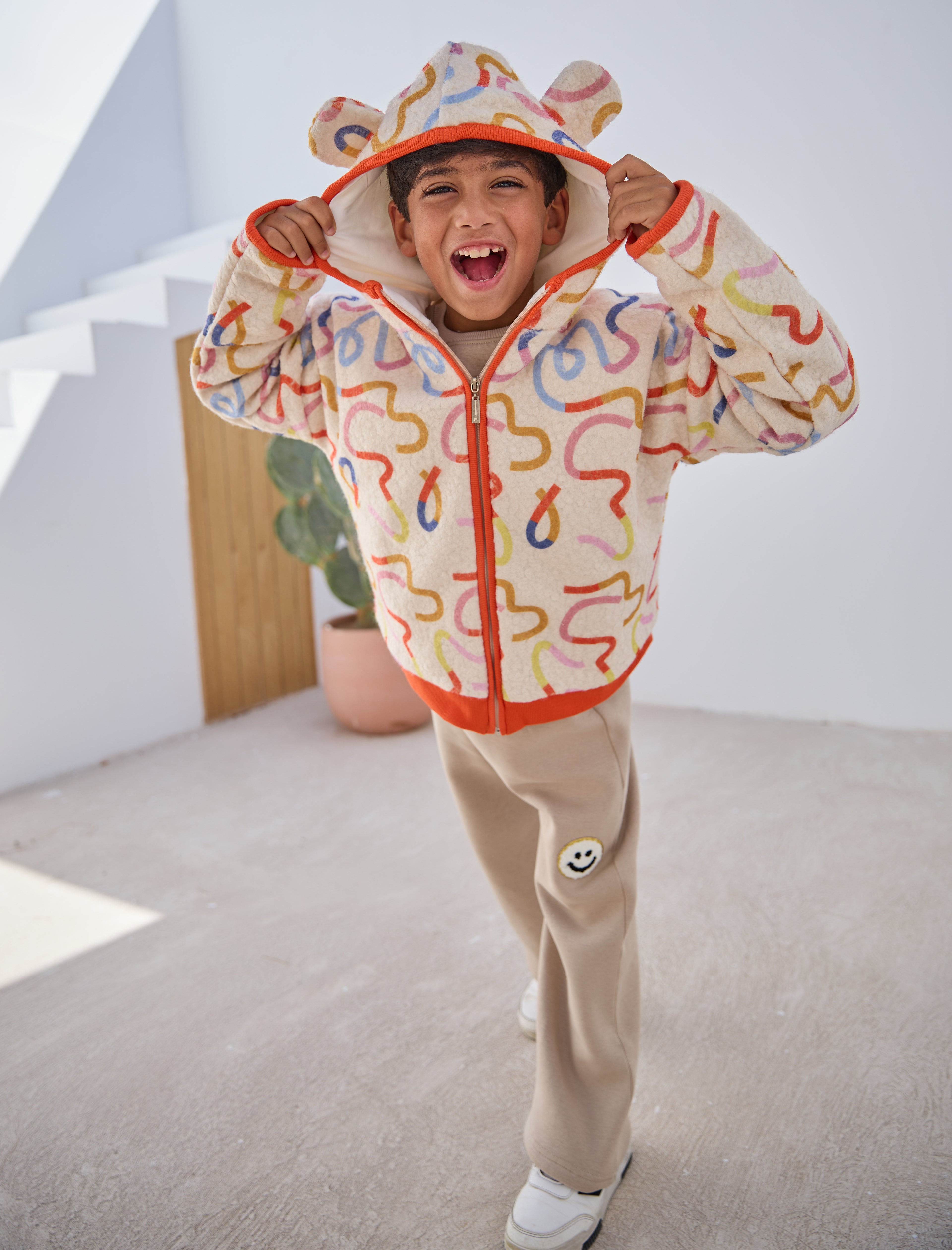 Squiggly Colourful Jacket with Hoodie