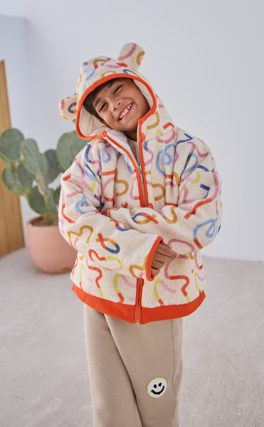 Squiggly Colourful Jacket with Hoodie