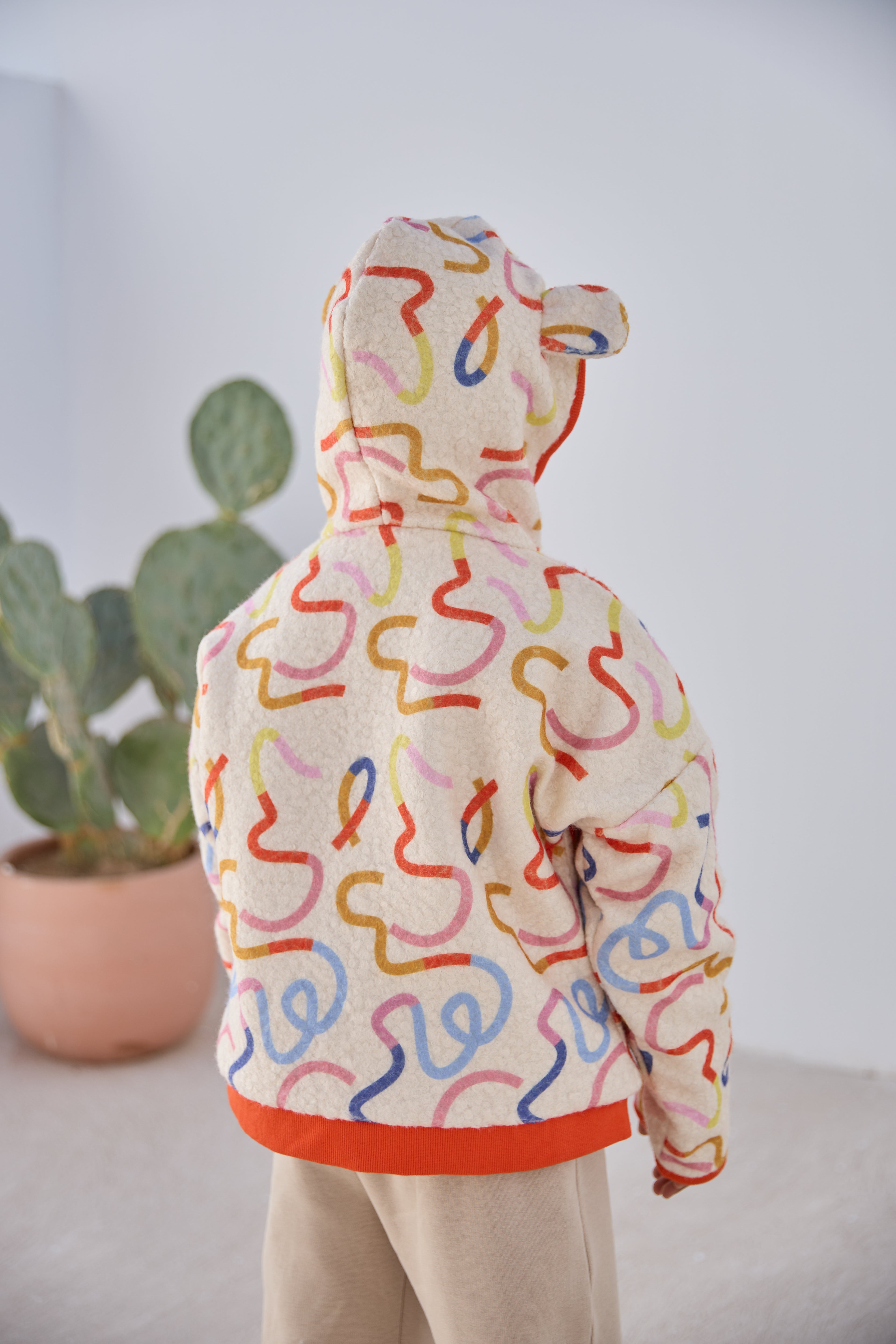 Squiggly Colourful Jacket with Hoodie