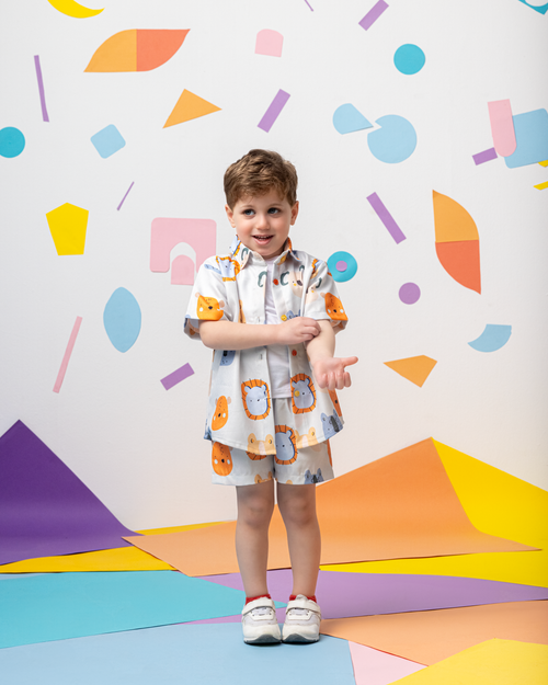 Animal Portraits Linen Shorts