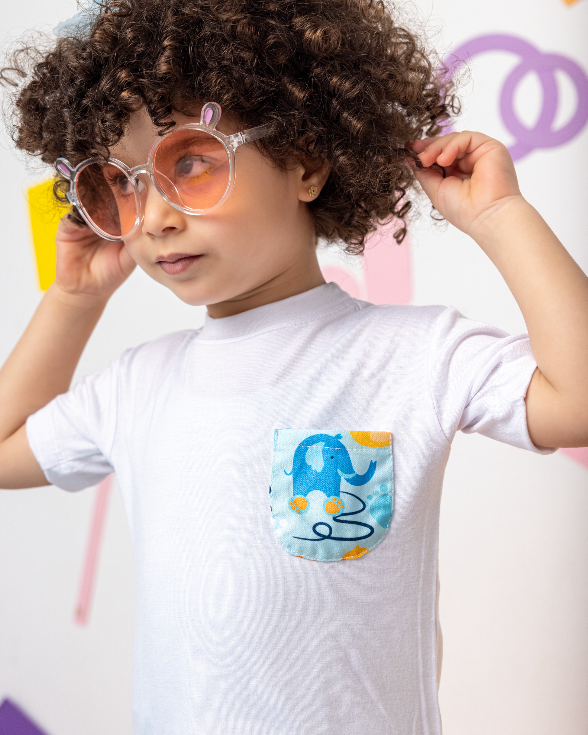 Cotton T-Shirt with Elephant & Duck Pockets