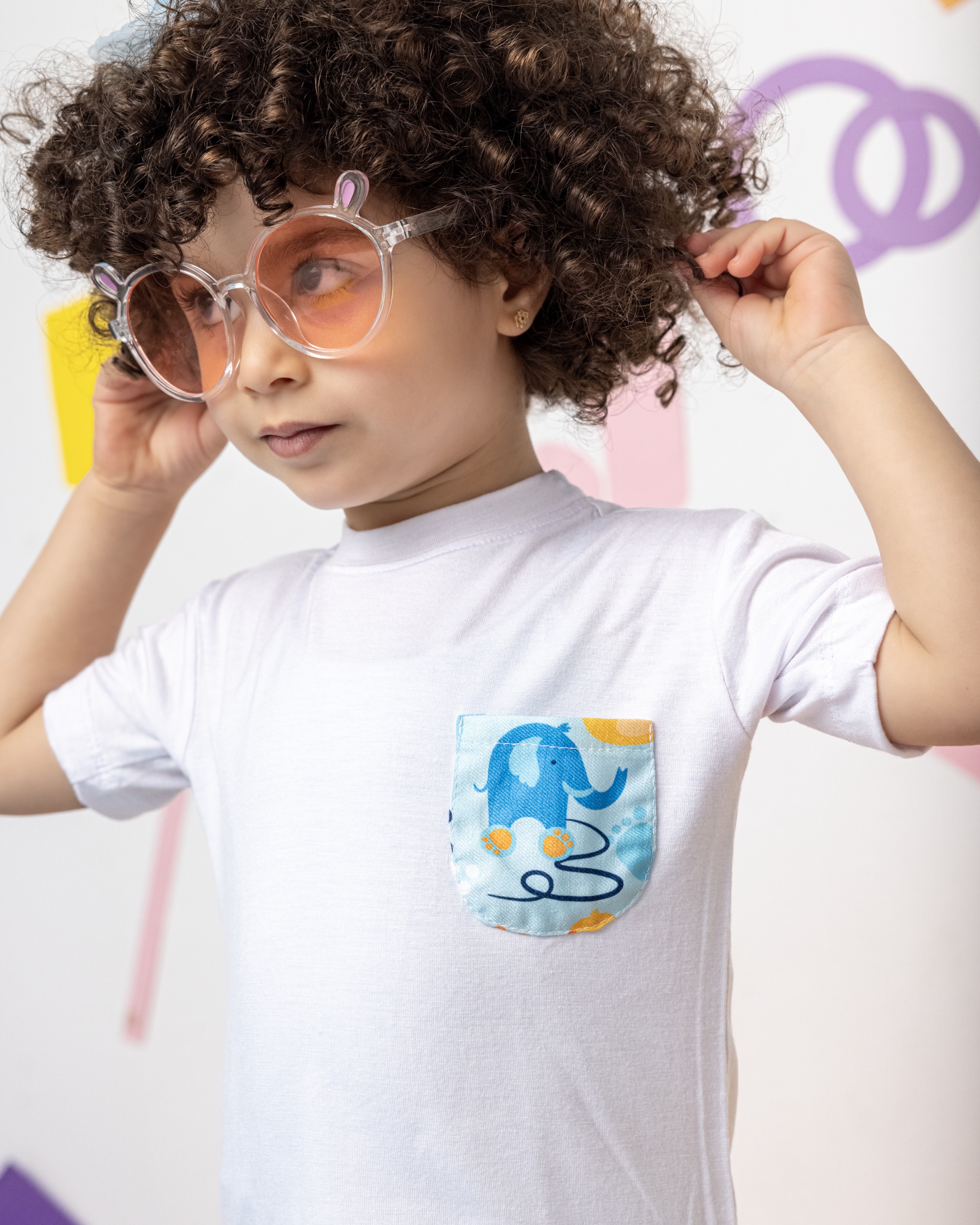 Cotton T-Shirt with Elephant & Duck Pockets