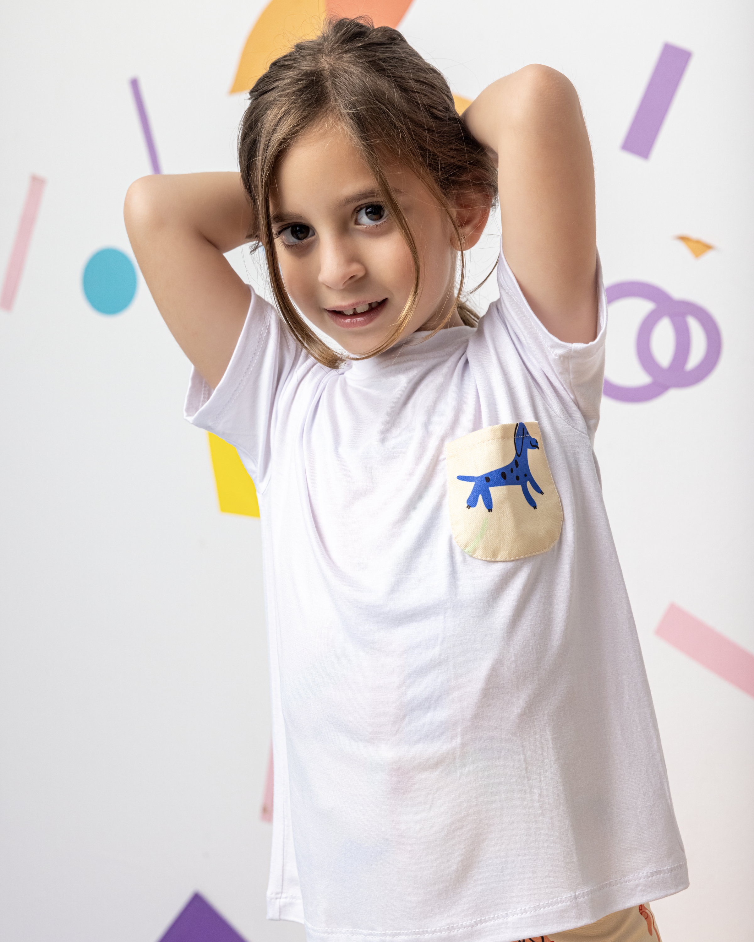 Cotton T-Shirt with Dogs Pocket